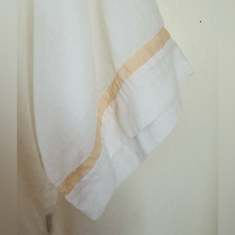 J. Crew Women’s Ivory Top with Pale Tan Accent Stripes, Size 0 - Picture 2 of 2